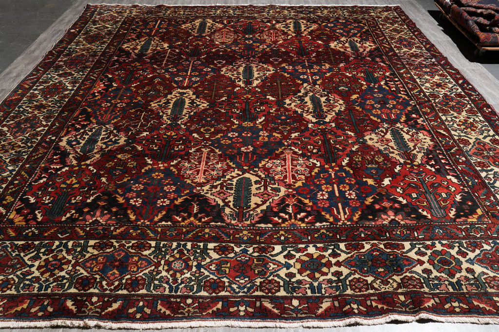 10.7 x 12.7 Tribal Persian Bakhtiar Garden Semi-Antique Rug #F-4108