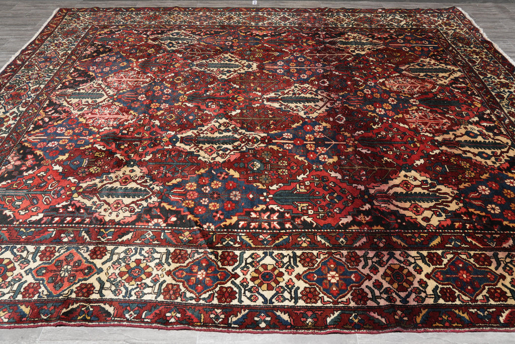 10.7 x 12.7 Tribal Persian Bakhtiar Garden Semi-Antique Rug #F-4108