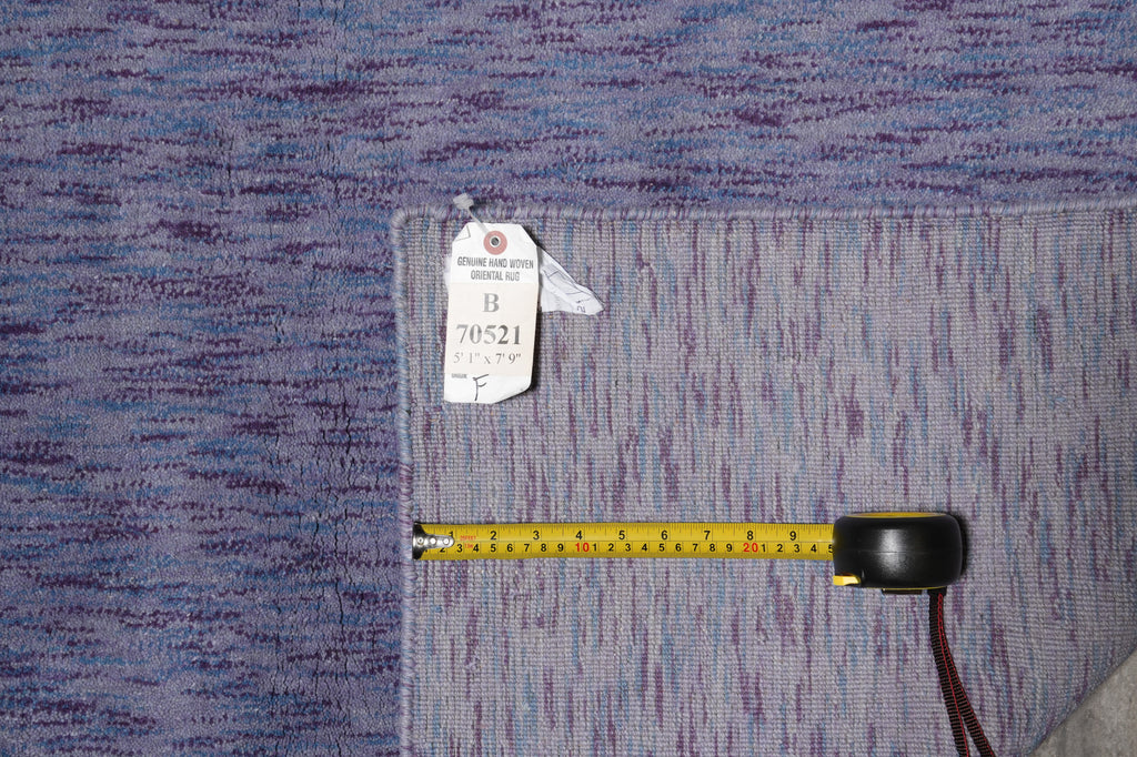 5.1 x 7.9 Purple Blue Wool Handmade Modern Rug #B-70521