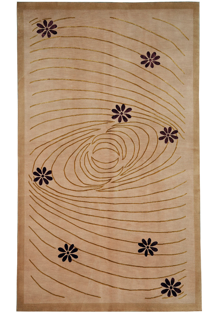 5 X 8.2 Wool and Silk Quality Contemporary Handmade Rug #PIX-13893