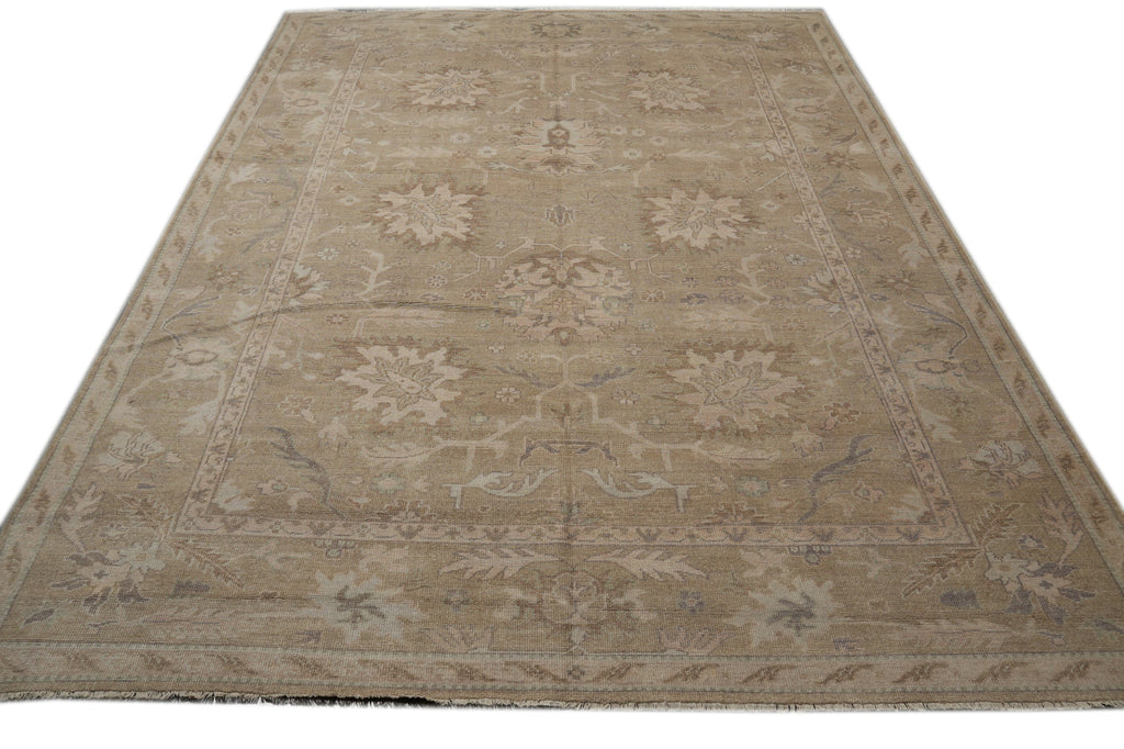 10 x 14 New Oushak Wool Handmade Rug Natural Colors #F-3341