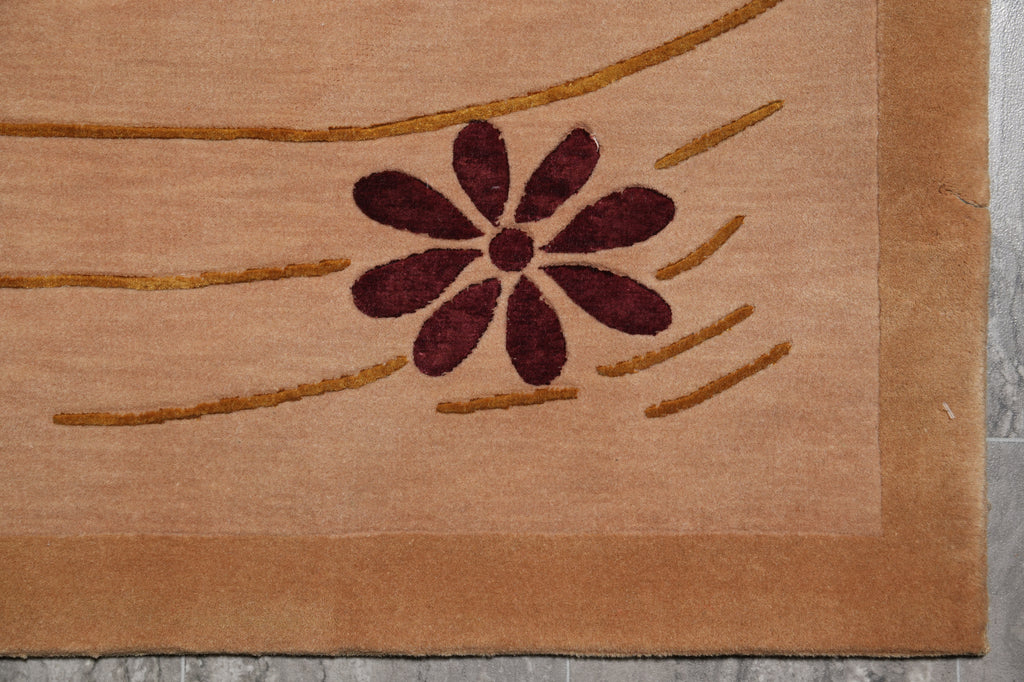 5 X 8.2 Wool and Silk Quality Contemporary Handmade Rug #PIX-13893