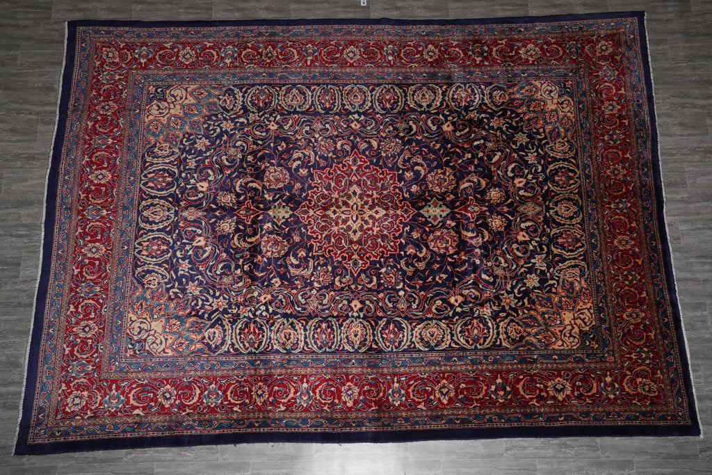 10.2 x 14.2 Authentic Persian Rug Traditional Blue Red #F-4111