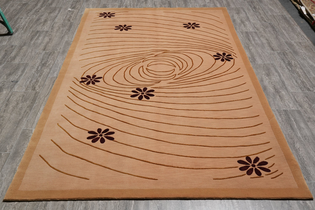 5 X 8.2 Wool and Silk Quality Contemporary Handmade Rug #PIX-13893