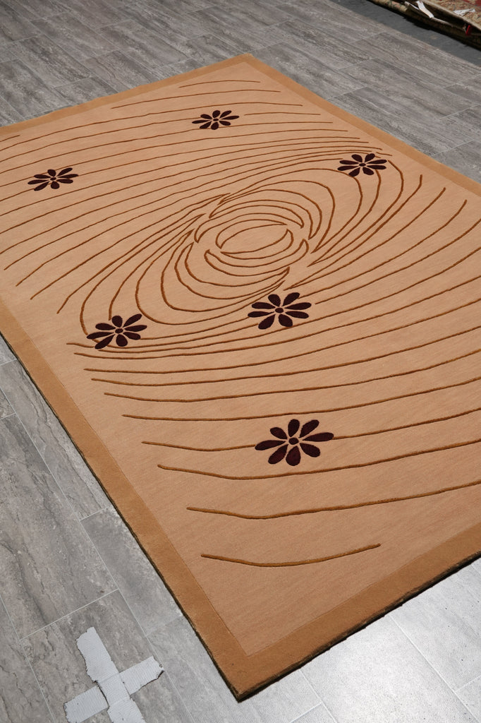 5 X 8.2 Wool and Silk Quality Contemporary Handmade Rug #PIX-13893