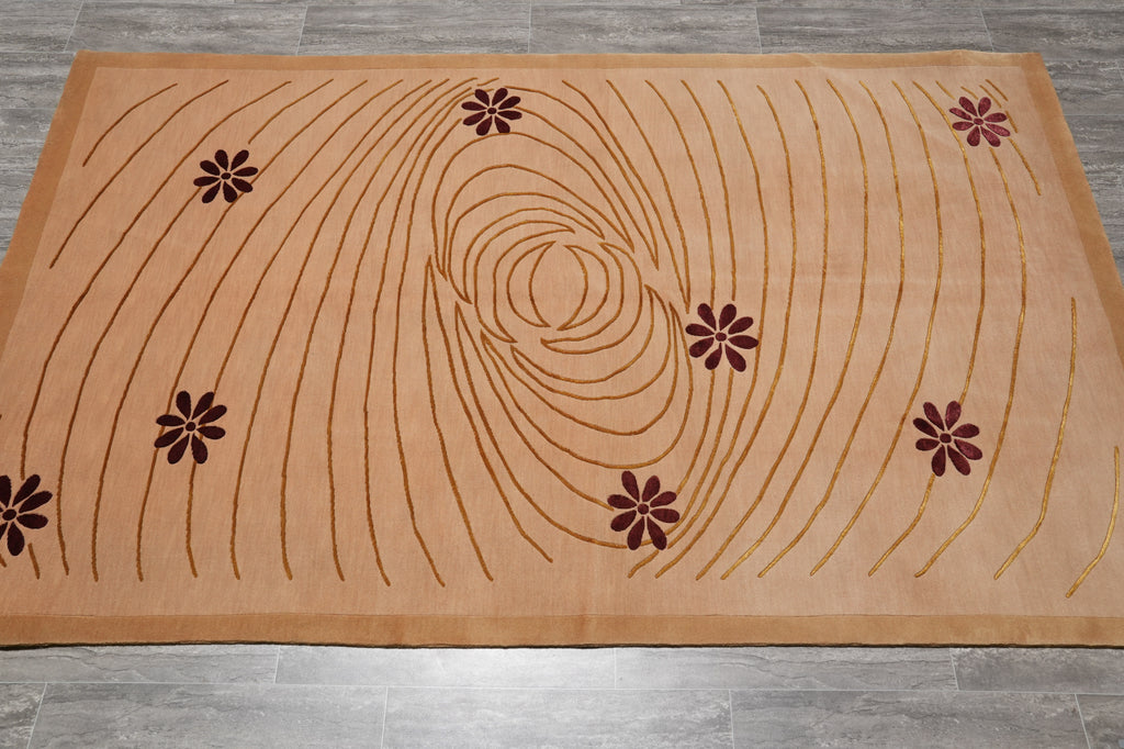 5 X 8.2 Wool and Silk Quality Contemporary Handmade Rug #PIX-13893