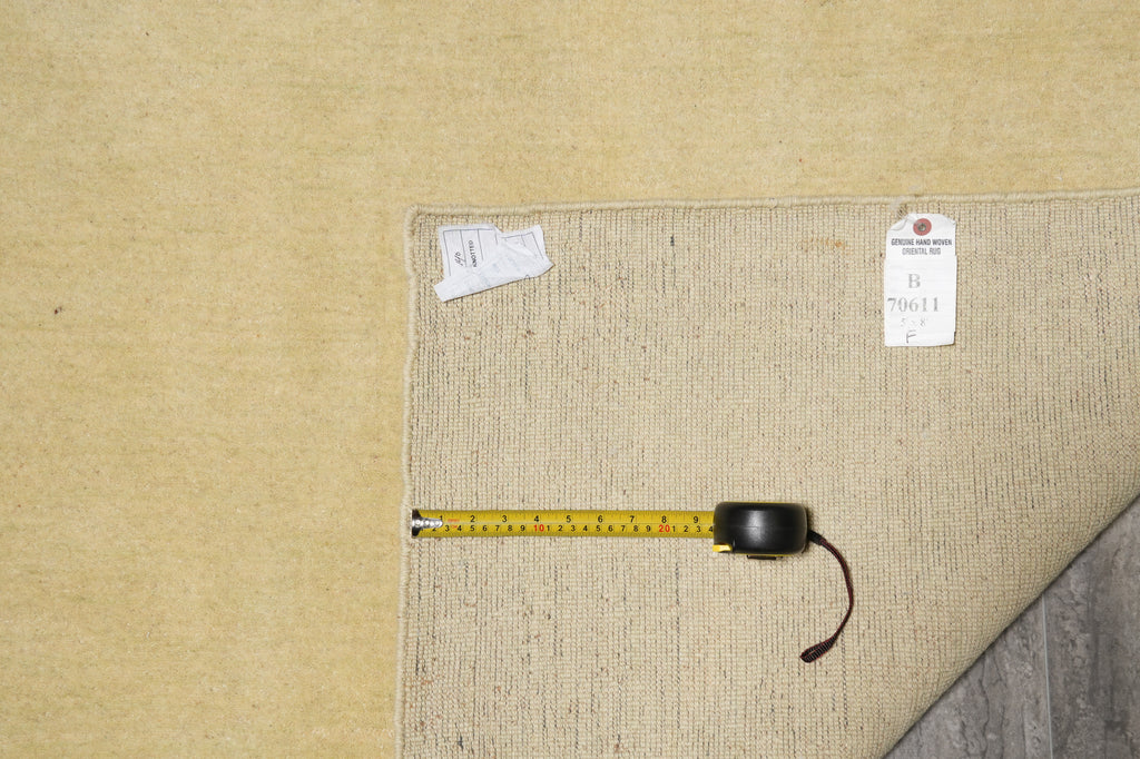 5 x 8 Plain Beige Wool Handmade Modern Carpet #B-70611