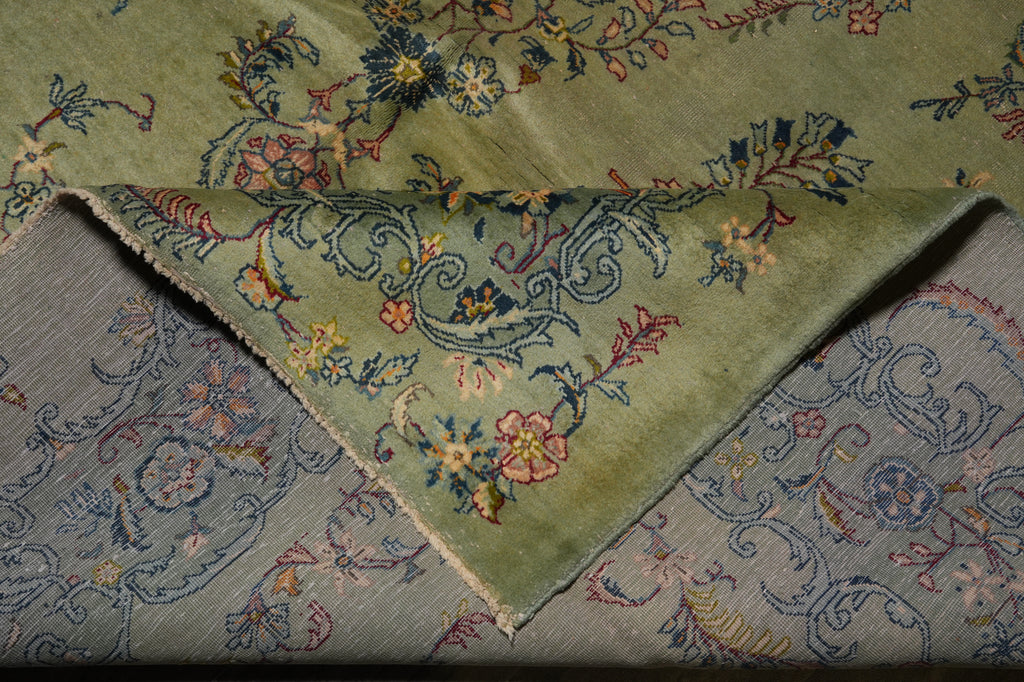 8 x 11.7 GREEN Persian Unusual Kashan Rug #PIX-13302