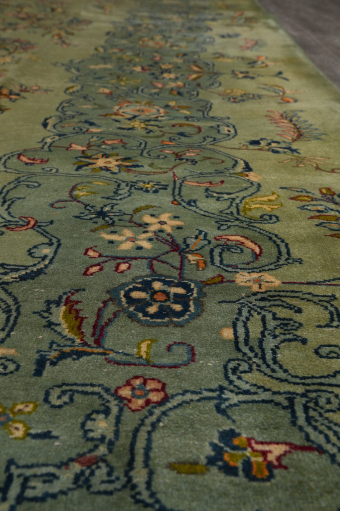8 x 11.7 GREEN Persian Unusual Kashan Rug #PIX-13302