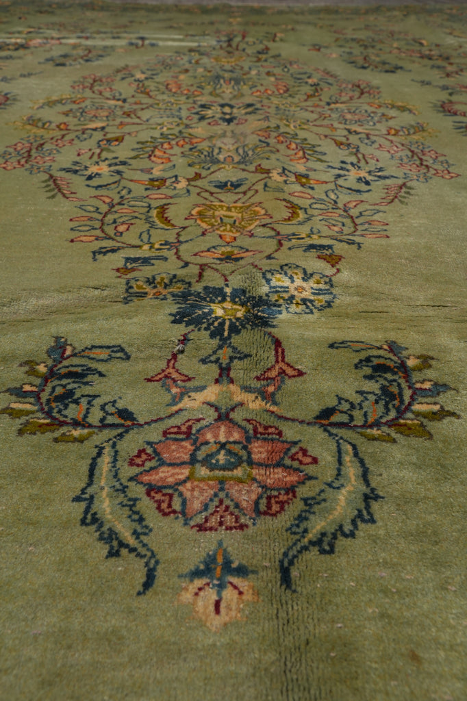 8 x 11.7 GREEN Persian Unusual Kashan Rug #PIX-13302