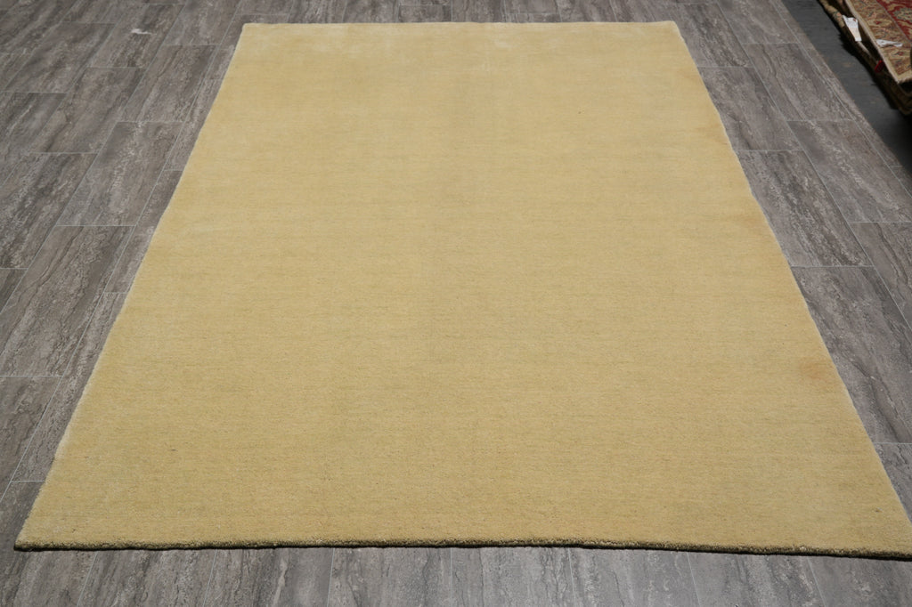 5 x 8 Plain Beige Wool Handmade Modern Carpet #B-70611