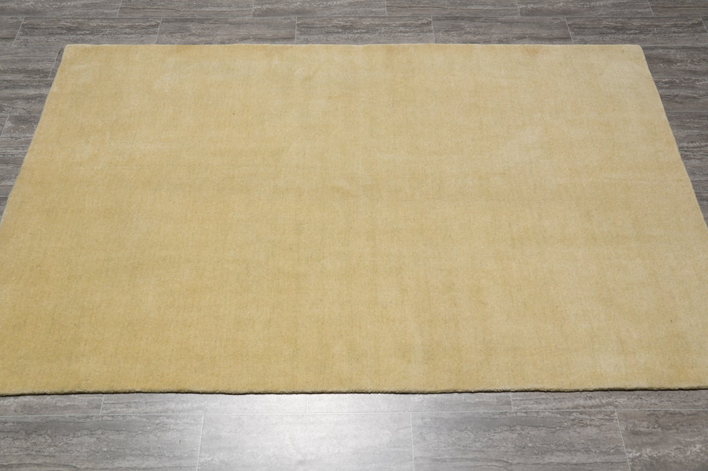 5 x 8 Plain Beige Wool Handmade Modern Carpet #B-70611