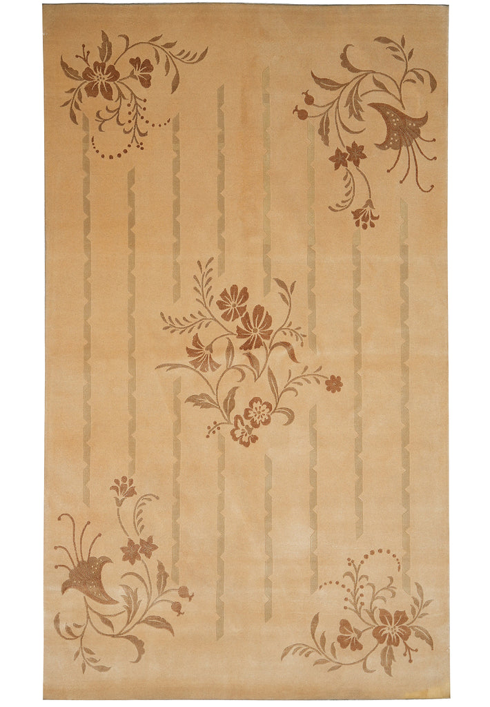5.2 x 8.5  New Handmade Foral Wool Modern Rug #PIX-14207