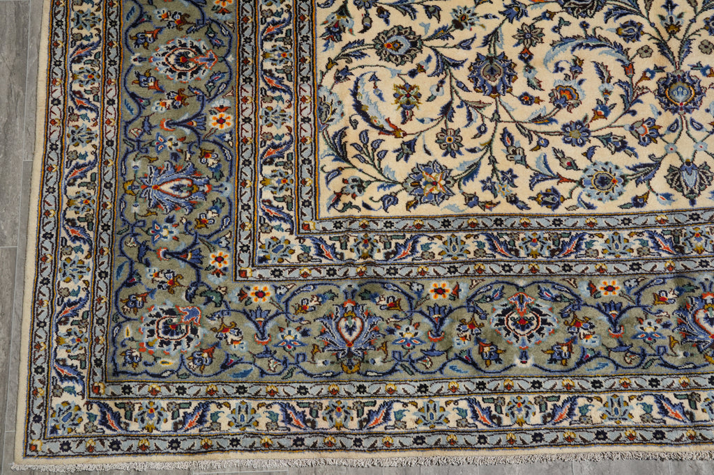 10 x 13.9 Persian Kashan Rug IVORY #PIX-81275