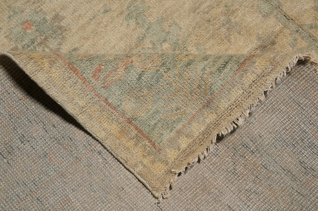 9 x 12 Nice Oushak Rug Light Beige Green #F-3333