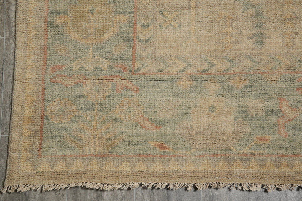 9 x 12 Nice Oushak Rug Light Beige Green #F-3333