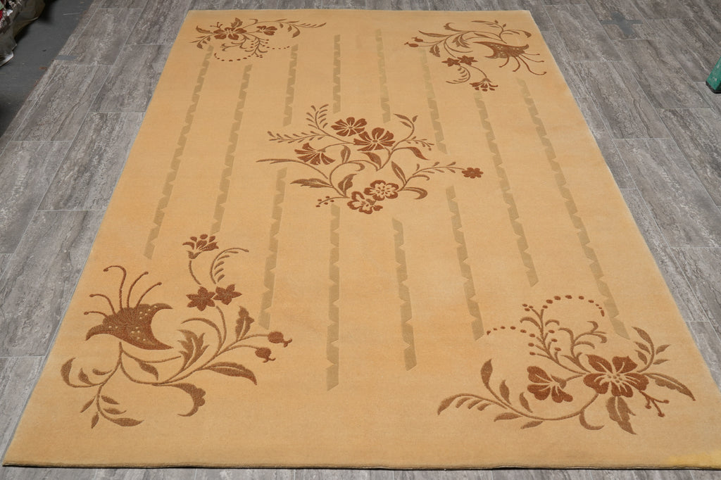 5.2 x 8.5  New Handmade Foral Wool Modern Rug #PIX-14207