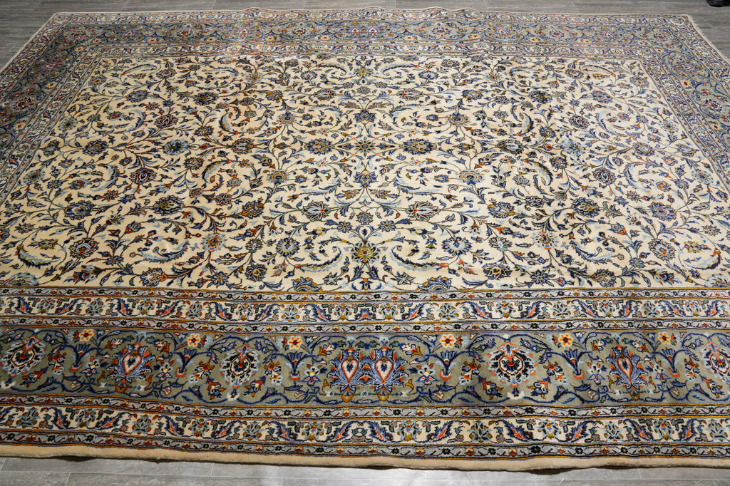10 x 13.9 Persian Kashan Rug IVORY #PIX-81275