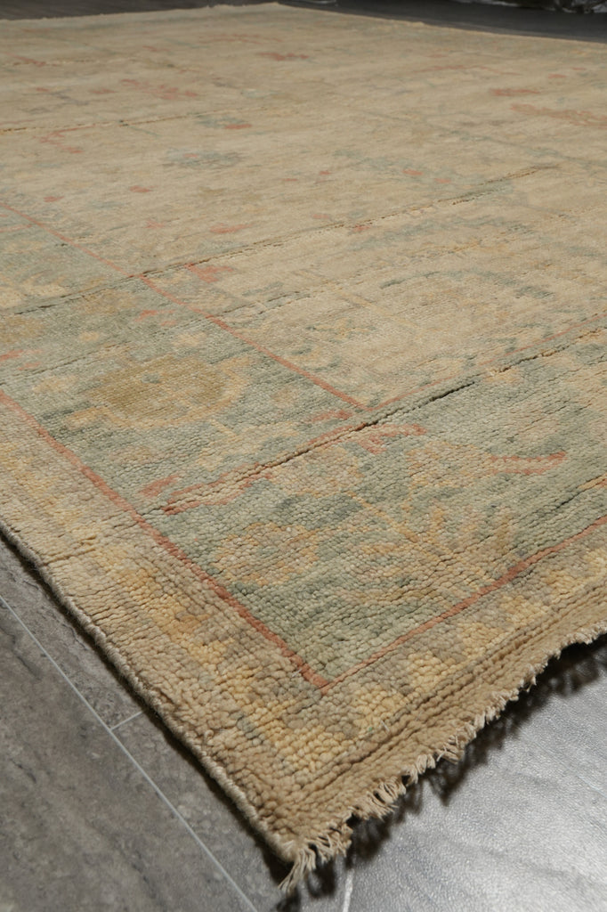 9 x 12 Nice Oushak Rug Light Beige Green #F-3333