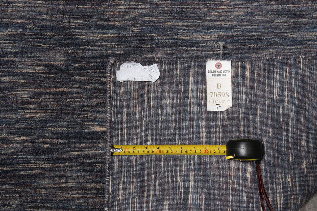 4.11  x 8.1 Charcoal Blue Contemporary Wool Carpet #B-70598