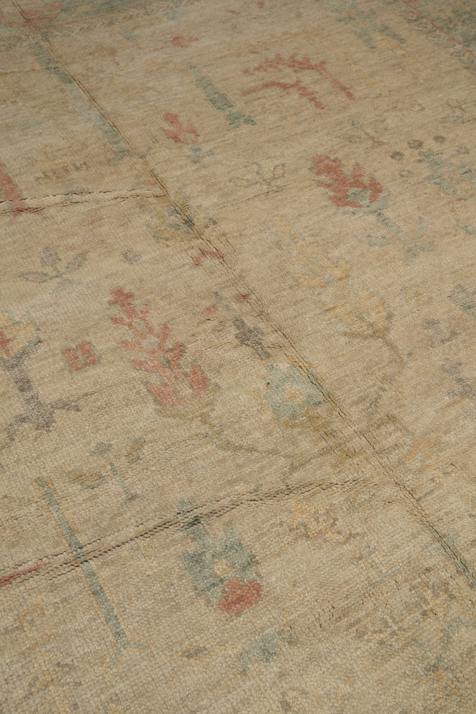 9 x 12 Nice Oushak Rug Light Beige Green #F-3333