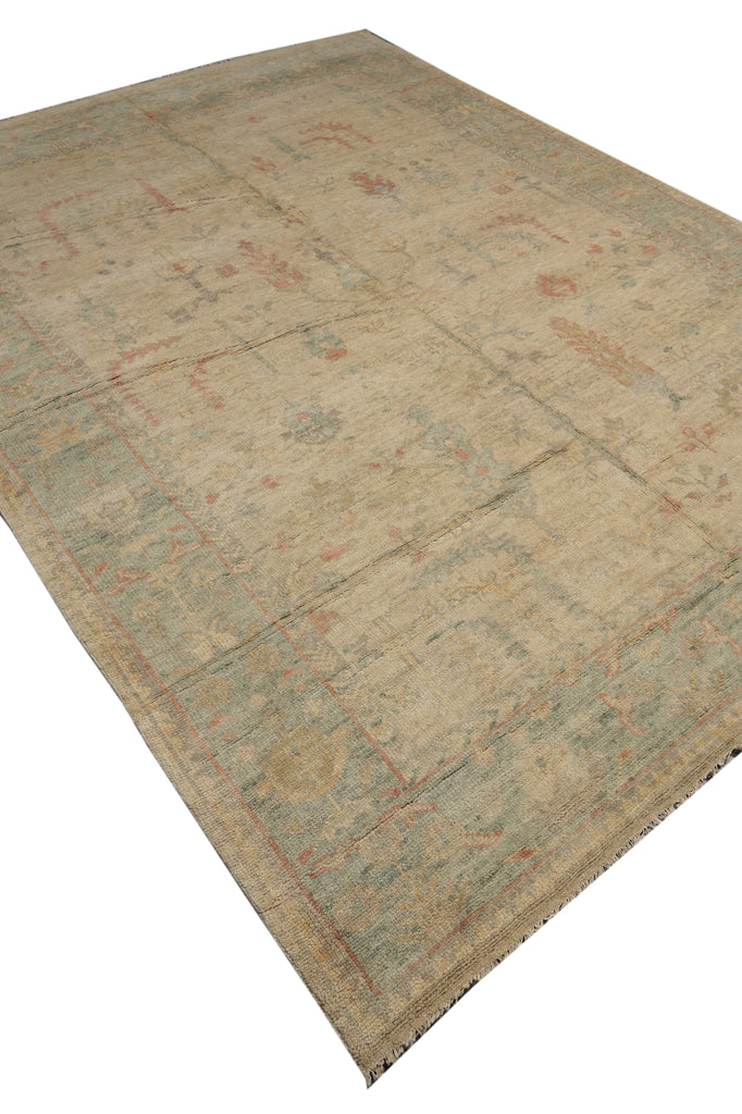 9 x 12 Nice Oushak Rug Light Beige Green #F-3333