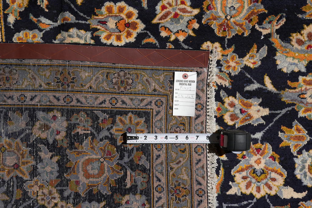 9.5 x 12.9 Genuine Persian Rug Navy Blue #F-4113