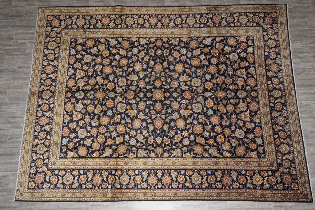 9.5 x 12.9 Genuine Persian Rug Navy Blue #F-4113