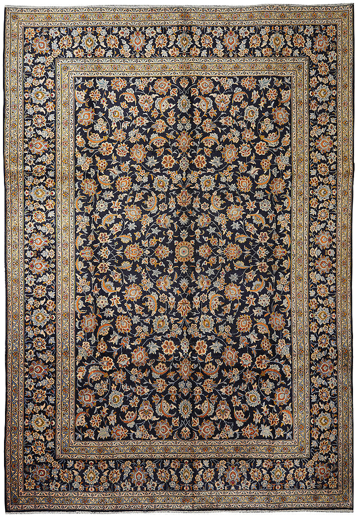 9.5 x 12.9 Genuine Persian Rug Navy Blue #F-4113