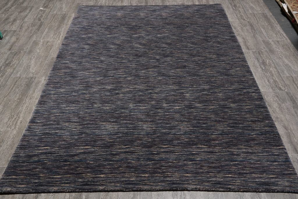 4.11  x 8.1 Charcoal Blue Contemporary Wool Carpet #B-70598