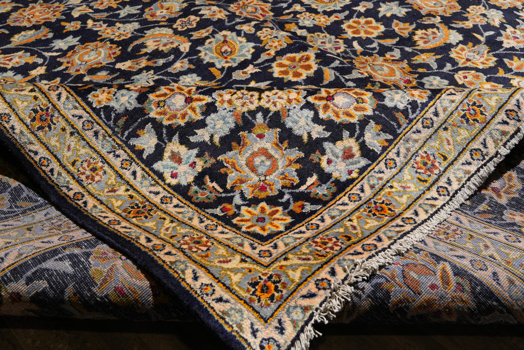 9.5 x 12.9 Genuine Persian Rug Navy Blue #F-4113