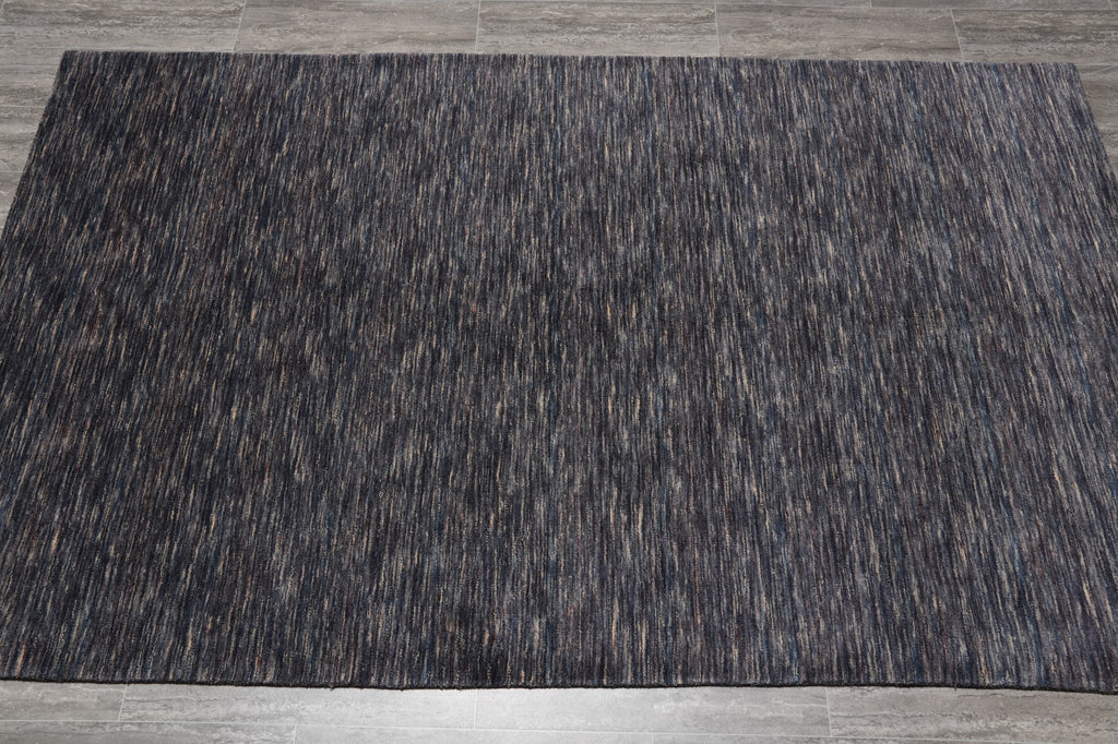 4.11  x 8.1 Charcoal Blue Contemporary Wool Carpet #B-70598
