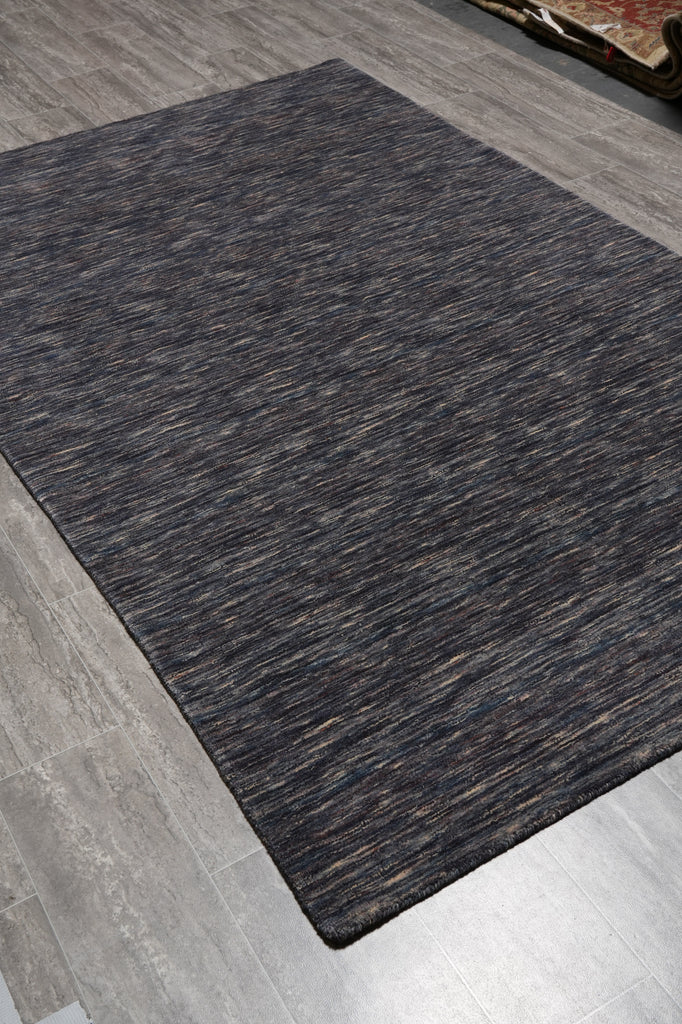 4.11  x 8.1 Charcoal Blue Contemporary Wool Carpet #B-70598