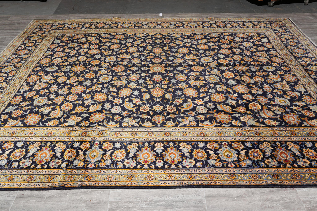 9.5 x 12.9 Genuine Persian Rug Navy Blue #F-4113