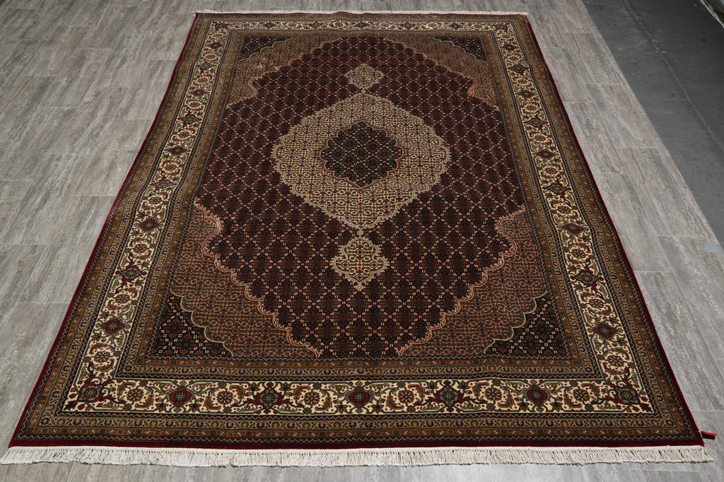 6.7 x 9.9 High Quality Handmade Mahi Tabriz Rug Wool and Silk #F-3058