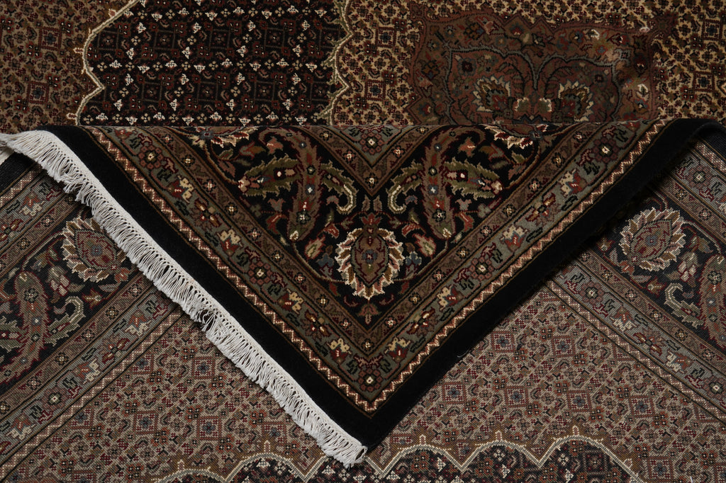 6.6 x 8 Quality hand-Knotted Mahi Tabriz Rug Wool and Silk BLACK #F-3059