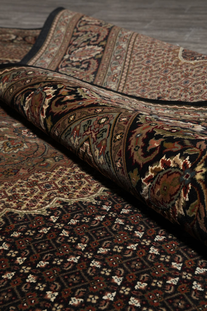 6.6 x 8 Quality hand-Knotted Mahi Tabriz Rug Wool and Silk BLACK #F-3059