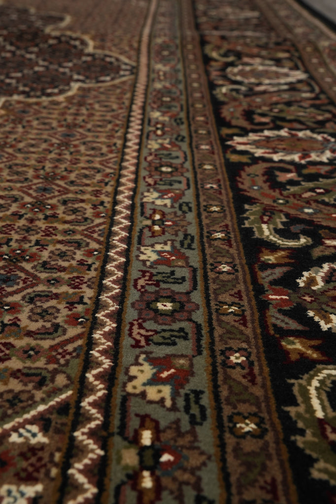 6.6 x 8 Quality hand-Knotted Mahi Tabriz Rug Wool and Silk BLACK #F-3059