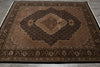Load image into Gallery viewer, 6.6 x 8 Quality hand-Knotted Mahi Tabriz Rug Wool and Silk BLACK #F-3059