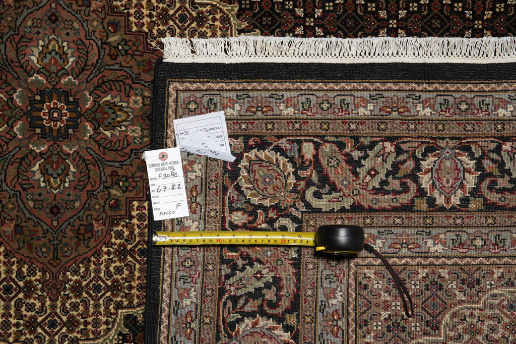 6.7 x 8 New Handmade Mahi Tabriz BLACK Rug Wool and Silk #F-3060