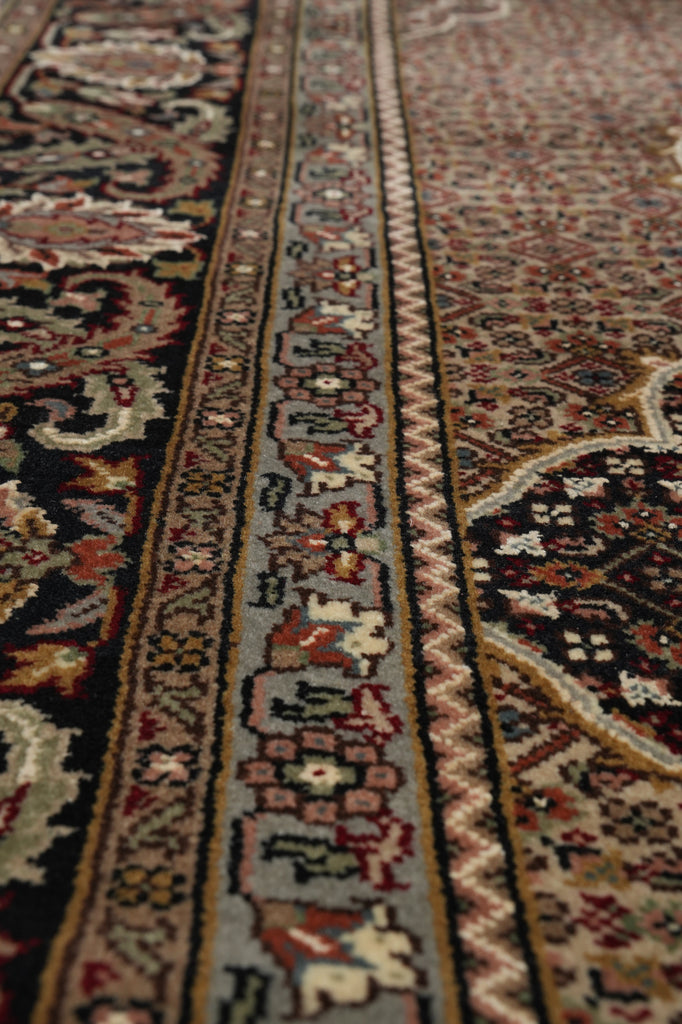 6.7 x 8 New Handmade Mahi Tabriz BLACK Rug Wool and Silk #F-3060