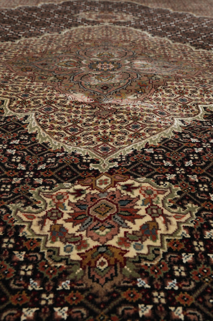 6.7 x 8 New Handmade Mahi Tabriz BLACK Rug Wool and Silk #F-3060