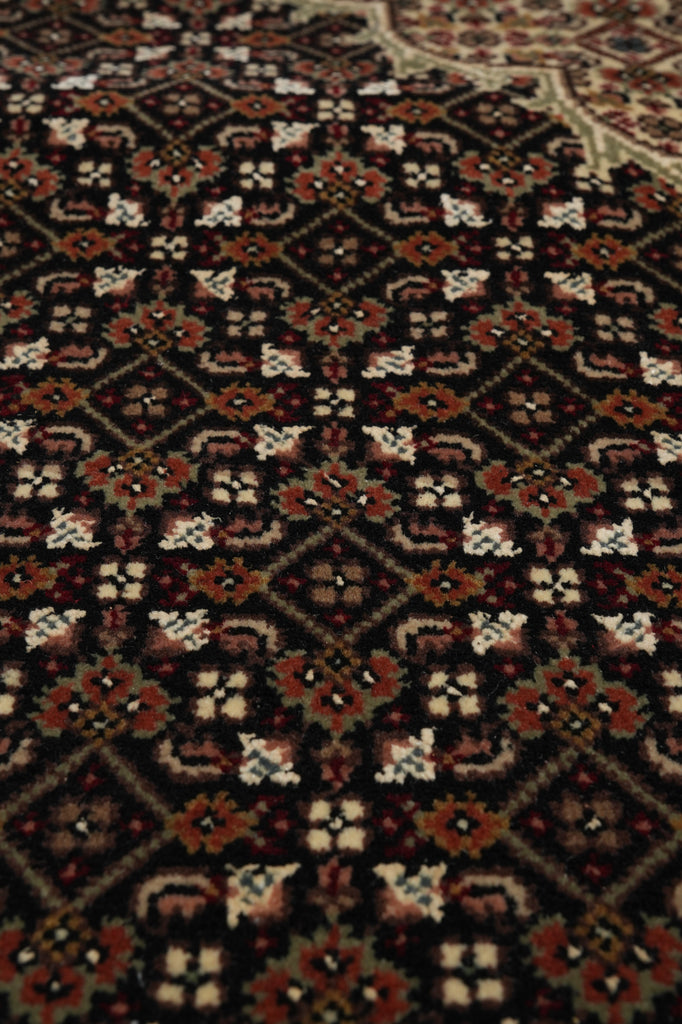 6.7 x 8 New Handmade Mahi Tabriz BLACK Rug Wool and Silk #F-3060