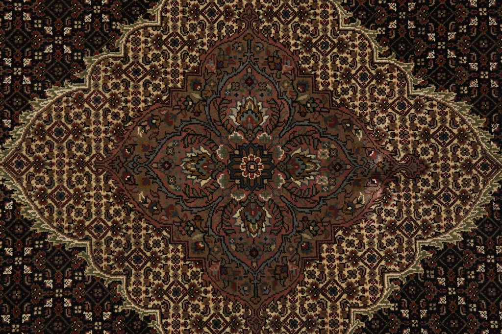6.7 x 8 New Handmade Mahi Tabriz BLACK Rug Wool and Silk #F-3060