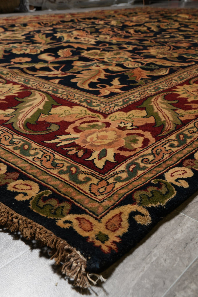 9 x 13.5 Quality Jaipur Rug Handmade Wool Area Carpet Black Bugundy #PIX-15770
