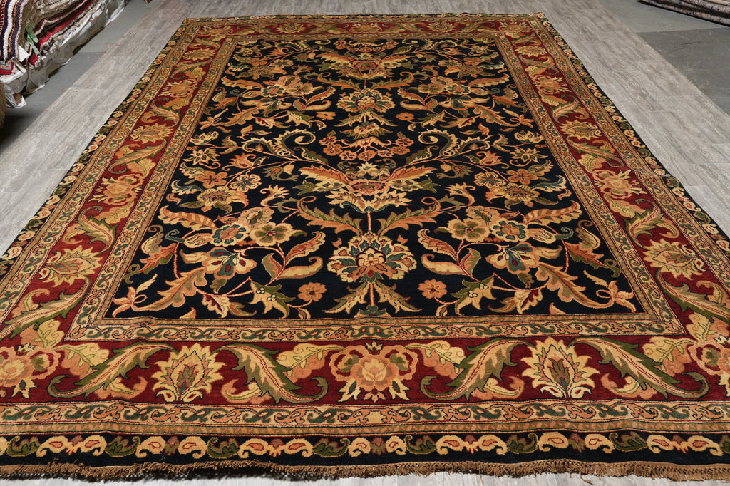 9 x 13.5 Quality Jaipur Rug Handmade Wool Area Carpet Black Bugundy #PIX-15770