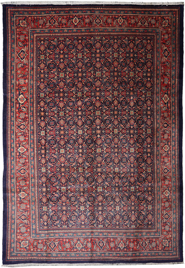 9.7 x 13.1 Persian Herati Rug Navy Blue #F-4119