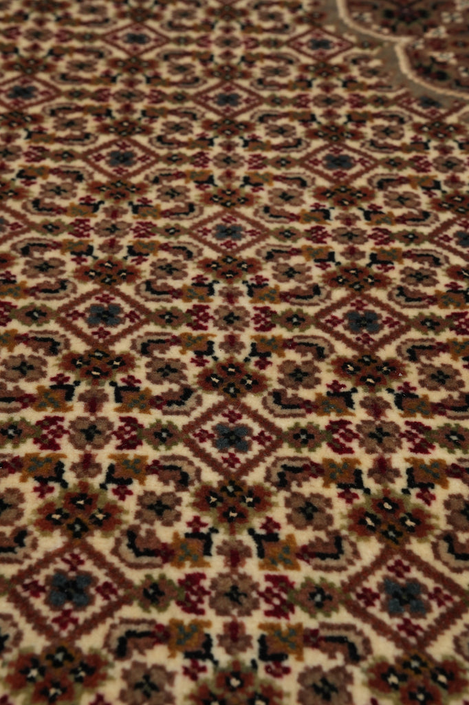 5.8 x 8 Quality Hand-Knotted Wool and Silk Tabriz Mahi Rug EARTH TONES #F-3062