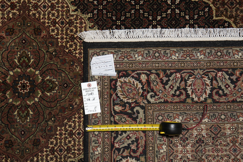 5.9 x 8  Traditional Persian Wool Silk High Quality Mahi Tabriz Handmade Rug #F-3063