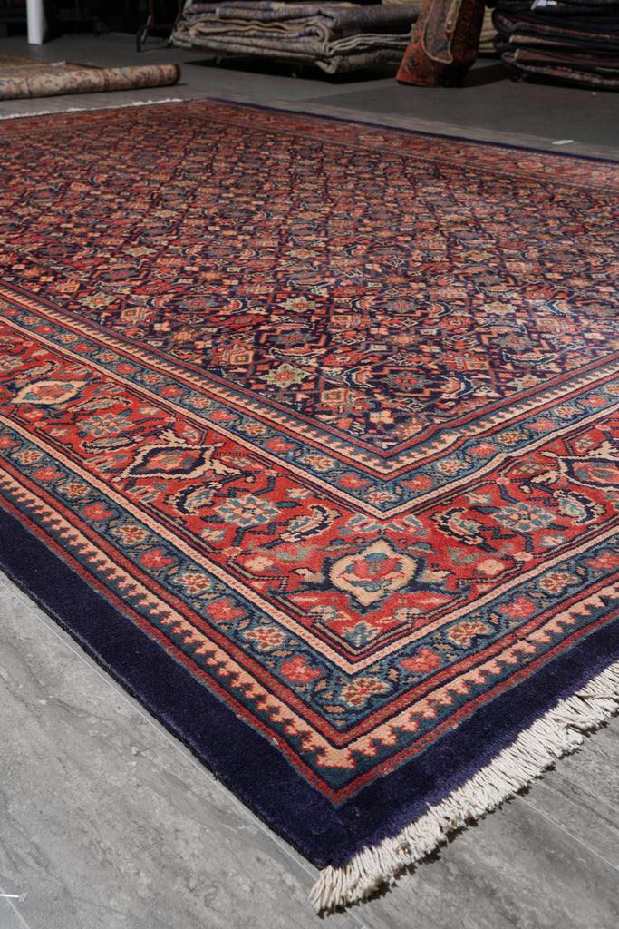 9.7 x 13.1 Persian Herati Rug Navy Blue #F-4119